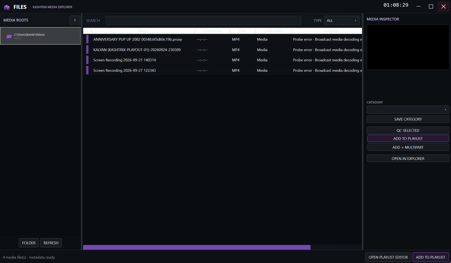 Media Explorer & Rapid Ingest interface