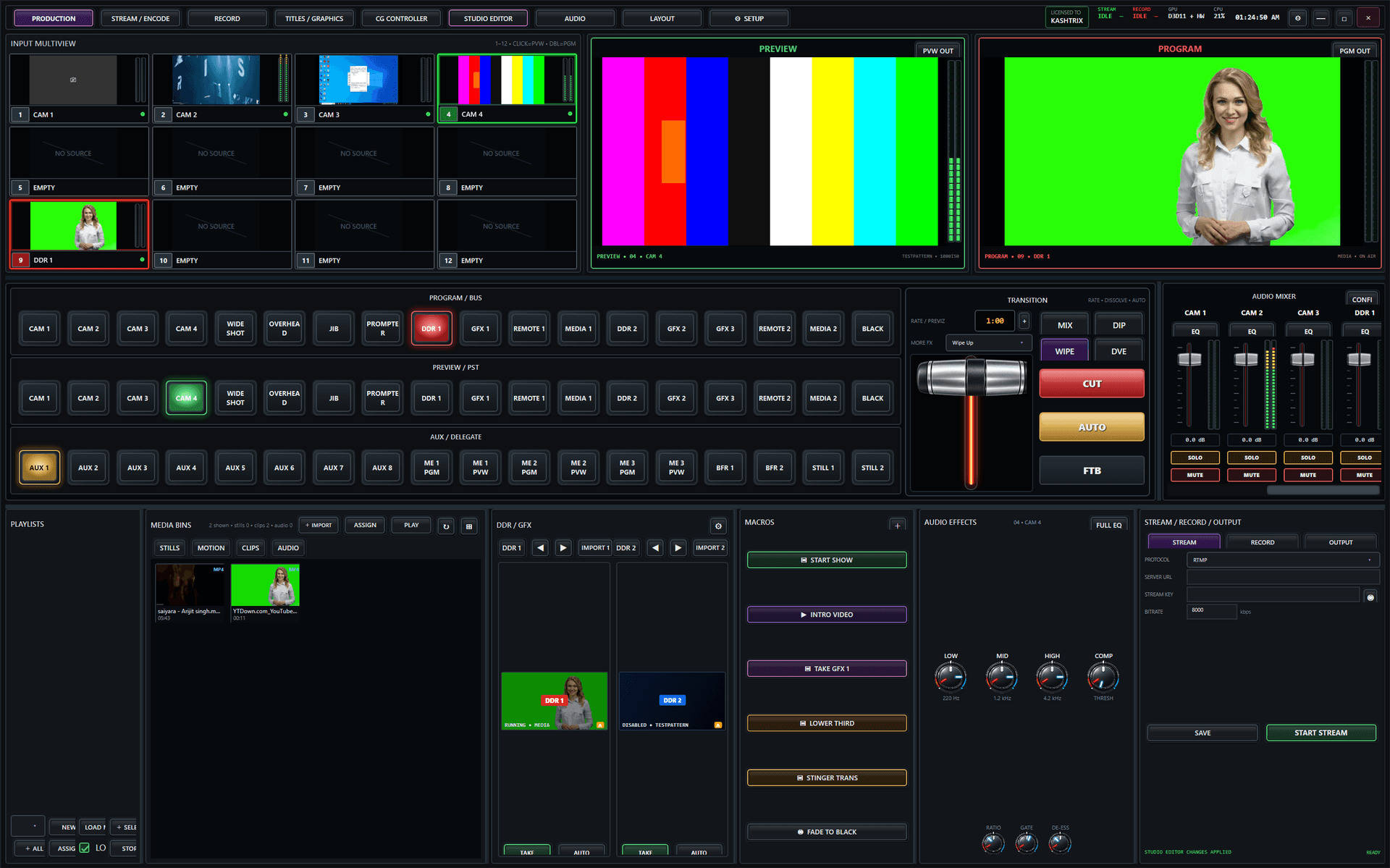 Kashtrix Studio Live Production Surface
