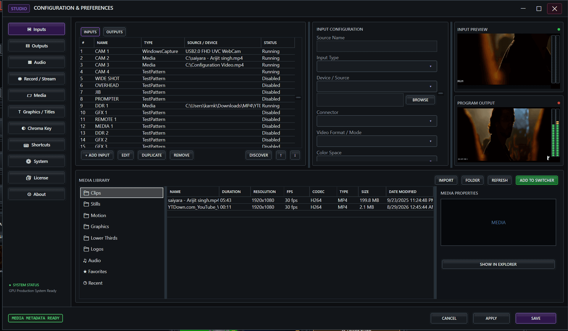 Device Routing Matrix & Media Ingest Dock