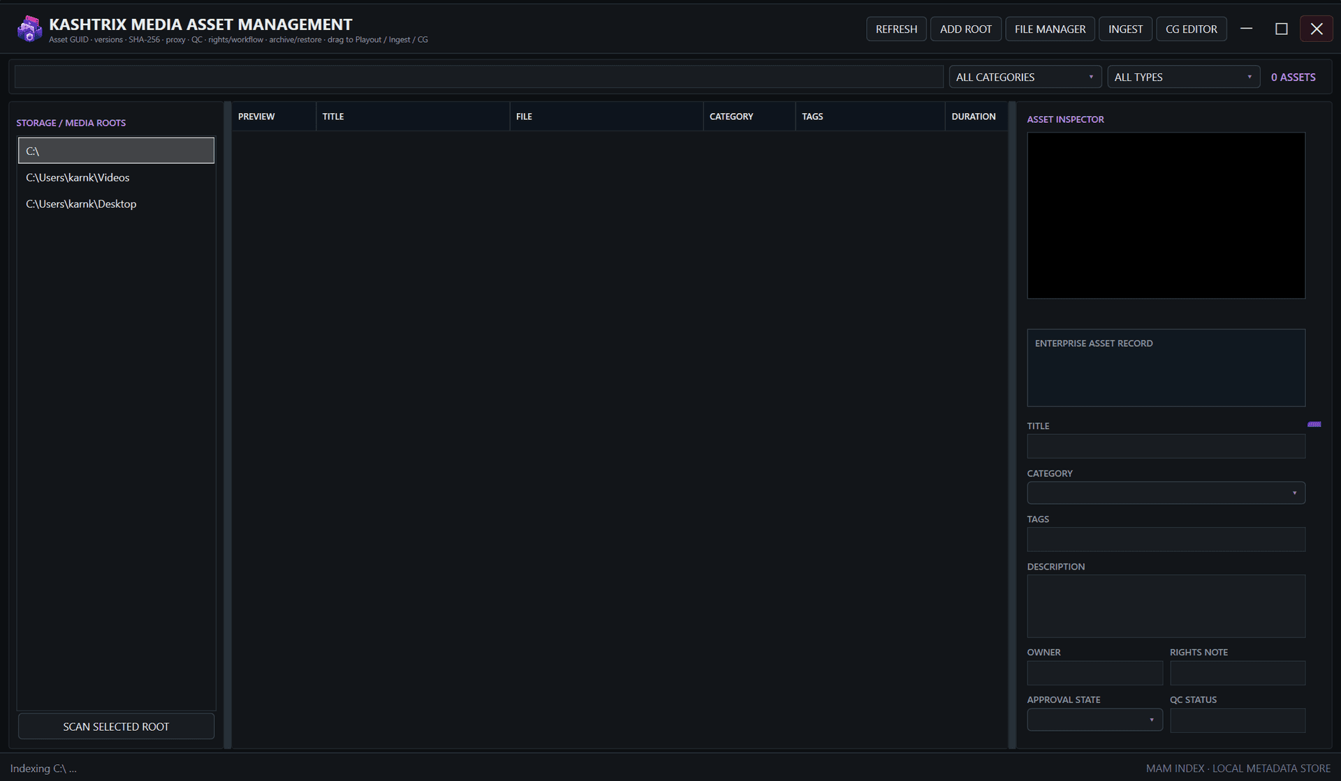 Media Asset Management & Catalog System interface