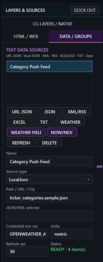 Visual Motion CG & Graphic Template Designer - Weather API Automation & Now/Next Schedule Ingestion