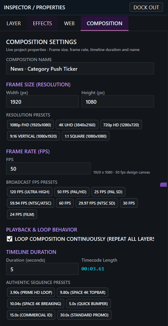 Visual Motion CG & Graphic Template Designer - Back In Commercial Countdowns & Authentic Sequence Presets