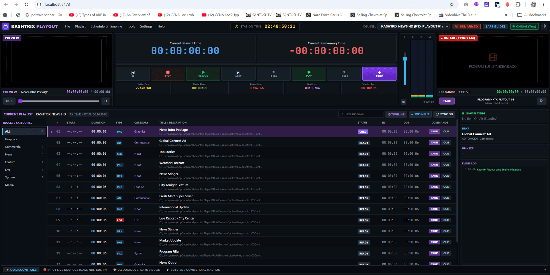 Master Control Playout & Compositor Engine - Remote Web Playout & Control Surface