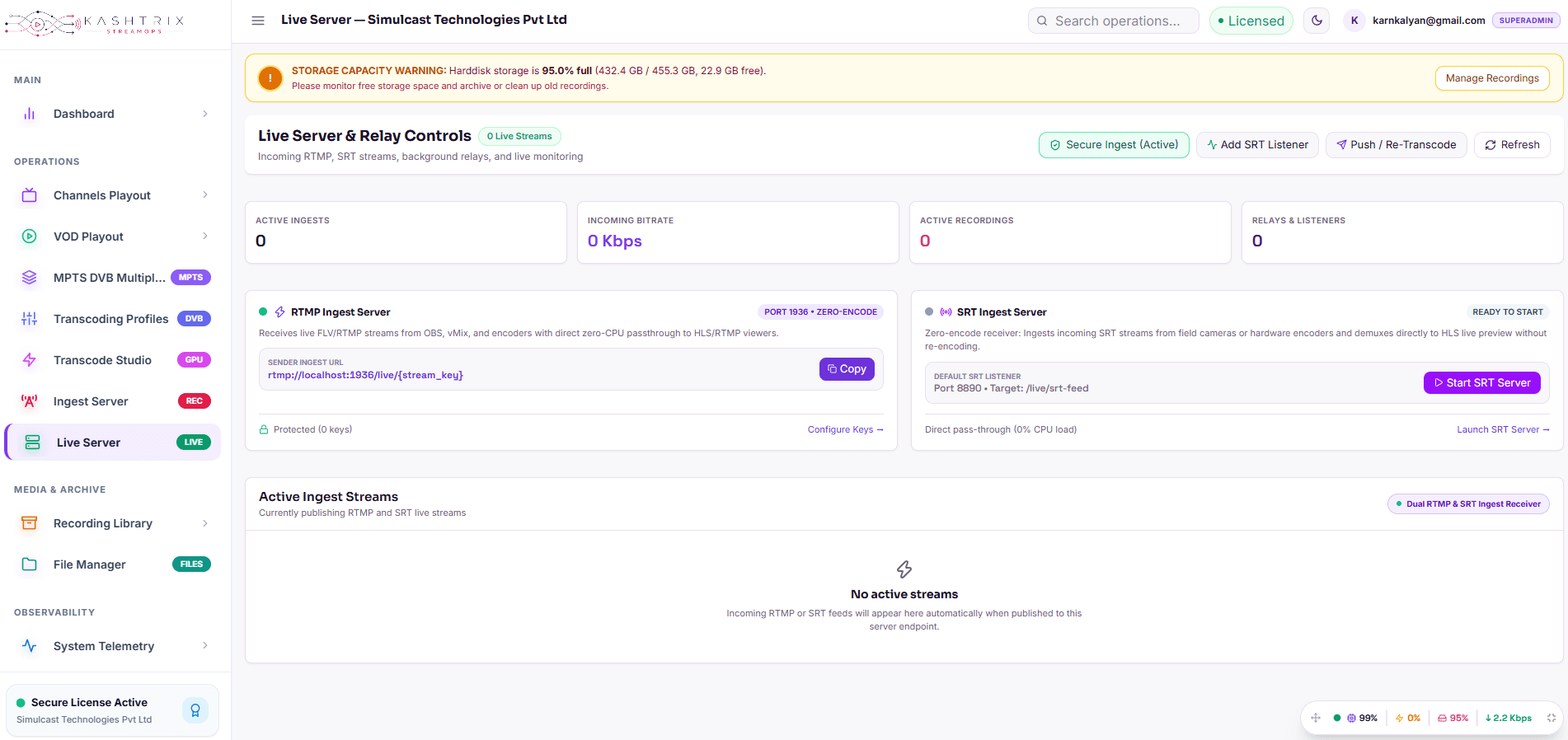 Live Ingest Server & Stream Hijack Security StreamOps interface