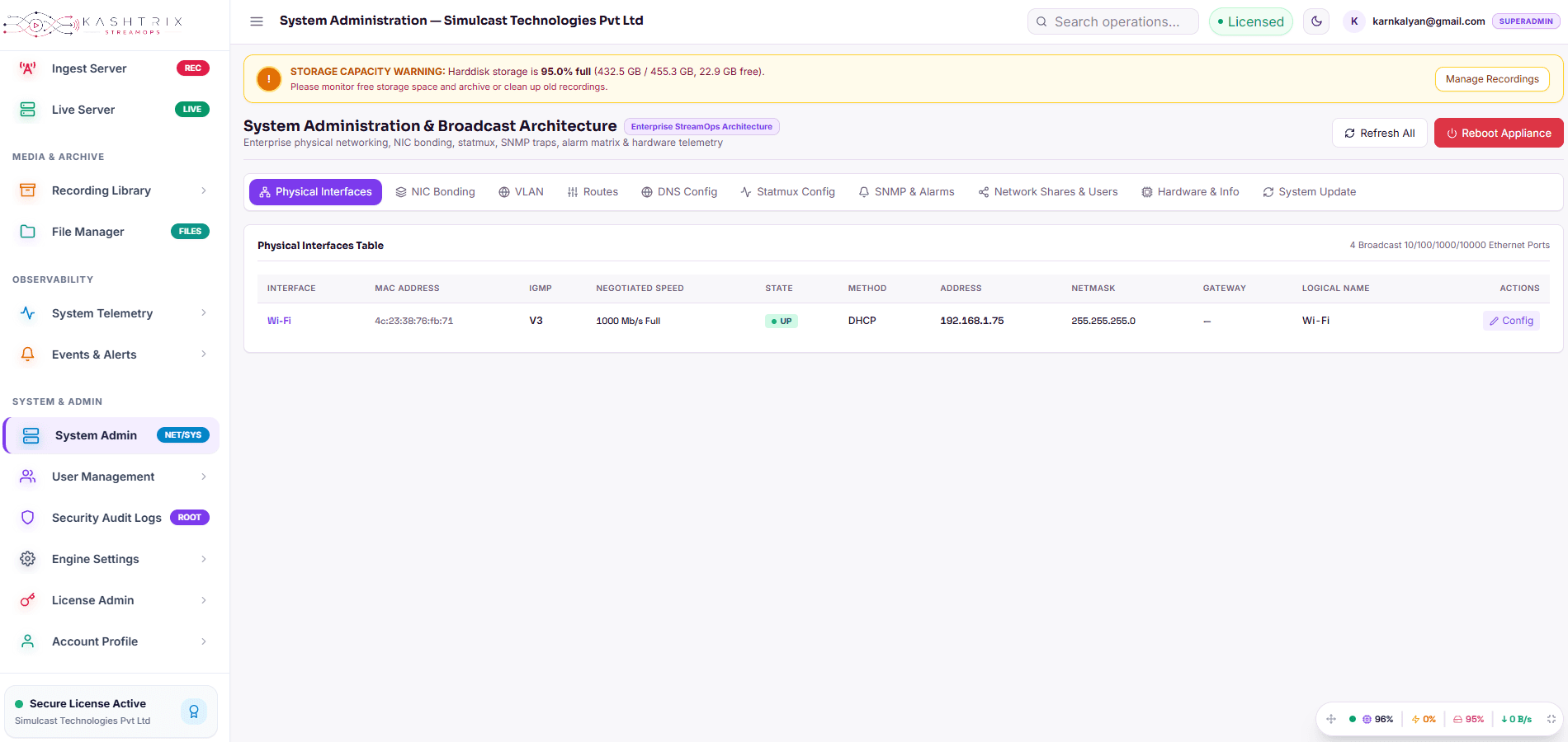 Carrier Networking & High Availability StreamOps interface